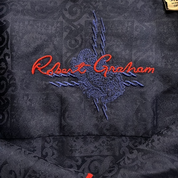Robert Graham Men’s Button Up Paisley Geometric Flip Cuff Blue Shirt Size 3XL - Picture 6 of 10